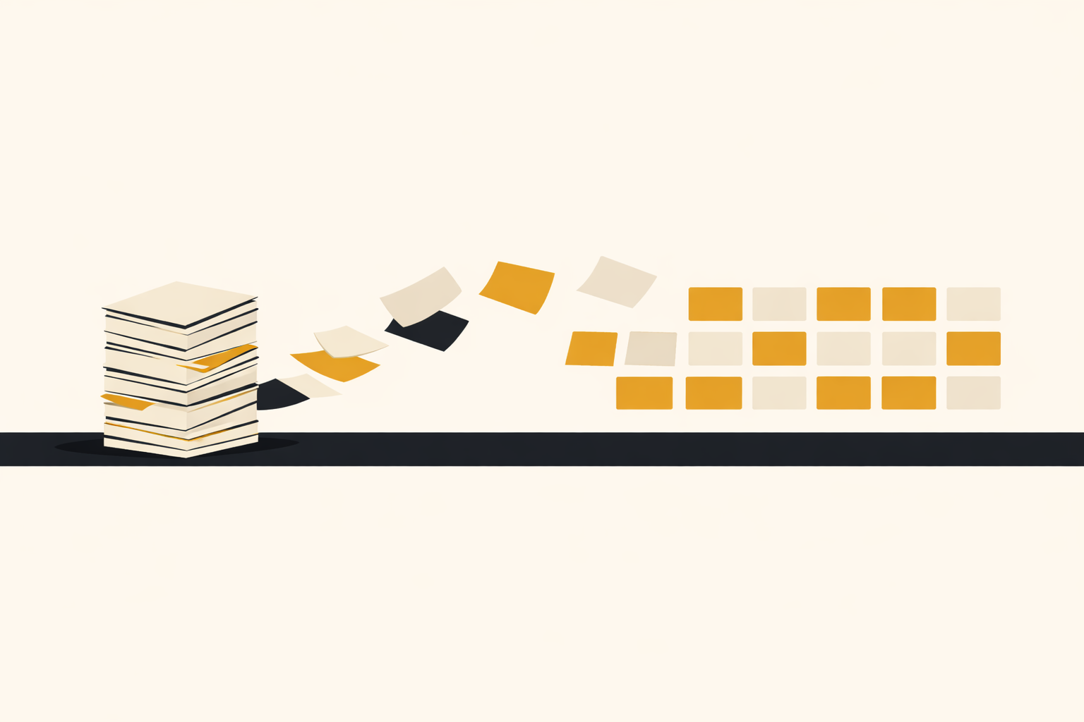 Illustration : des documents qui se rangent en cartes alignées