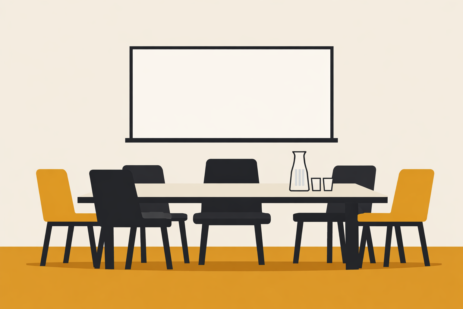 Illustration : une salle de réunion prête pour un atelier